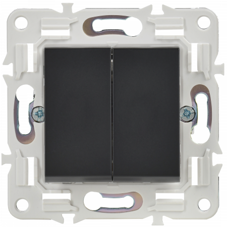 SKANDY Выключатель 2-клавишный проходной 10А SK-V05Bl черный IEK SK-V22-0-10-K02