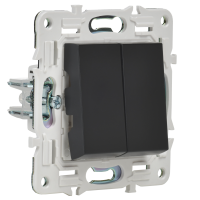 SKANDY Выключатель 2-клавишный проходной 10А SK-V05Bl черный IEK SK-V22-0-10-K02