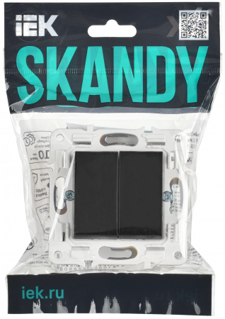 SKANDY Выключатель 2-клавишный проходной 10А SK-V05Bl черный IEK SK-V22-0-10-K02