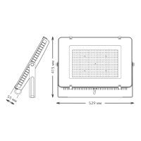 Прожектор светодиодный ДО 300 Вт 6500К 36000 лм 175-265В IP65 340х40х505мм Алюминий матрированное закаленное стекло Qplus Gauss GAUSS 613511300
