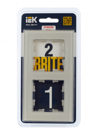 BRITE Рамка 2 поста РУ-2-2-БрВа стекло ванильный IEK BR-M22-G-K10