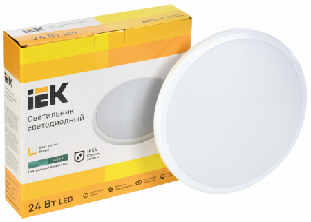 Светильник светодиодный ДПБ 3005 24Вт IP54 4000K круг белый IEK LDPB0-3005-24-4000-K01