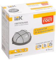 Светильник НПП1302 белый/круг с реш.60Вт IP54 IEK LNPP0-1302-1-060-K01
