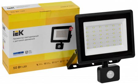Прожектор СДО 06-50Д светодиодный черный с ДД IP54 6500K IEK LPDO602-50-65-K02