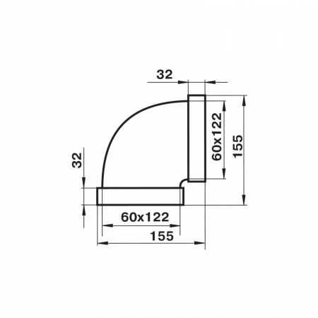 10191761 Колено горизонтальное 120 х 60 в индивидуальной упаковке 7271 ZERNBERG  00-019176  