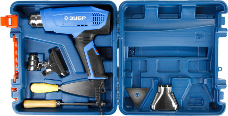 ФТ-П2000 М2ДК Фен технический (строительный), Профессионал, ЖК-дисплей, кейс, 2000 Вт ЗУБР 