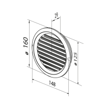 Решетка вентиляционная вытяжная  125 w/n ZERNBERG 10253621 00-025362  