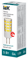 Лампа светодиодная CORN капсула 5Вт 230В 4000К керамика G4 IEK LLE-CORN-5-230-40-G4
