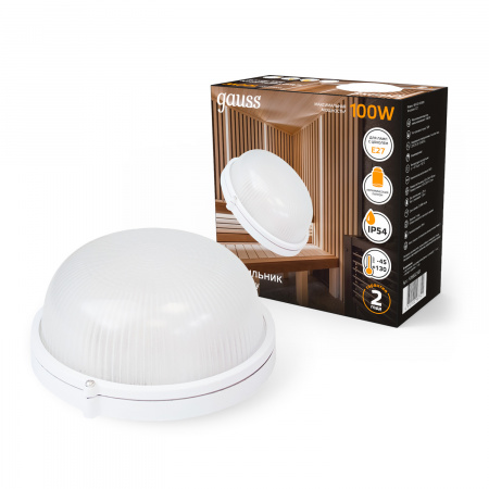 Светильник НБП под лампу E27 1х100 Вт 220-230В IP54 240х108 мм белый GAUSS 926602101