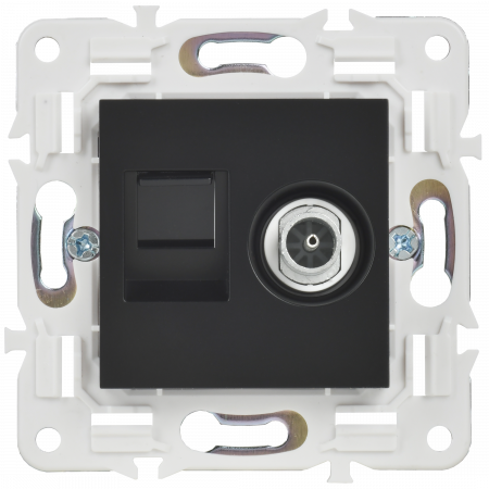 SKANDY Розетка двойная TV+RJ45 кат.6E SK-A15Bl черный IEK SK-AK20-2-K02