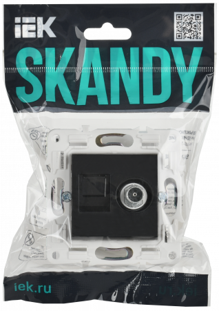 SKANDY Розетка двойная TV+RJ45 кат.6E SK-A15Bl черный IEK SK-AK20-2-K02