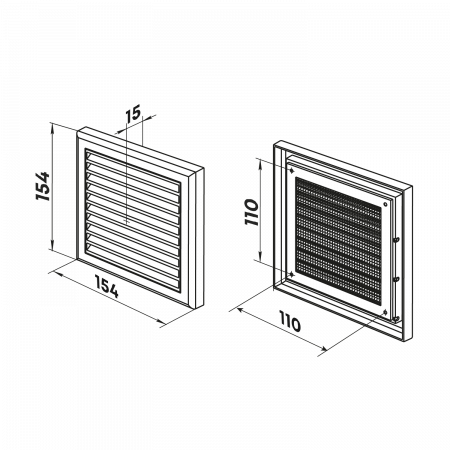 Решетка вентиляционная вытяжная  1515 ZERNBERG 10192241 00-019224  