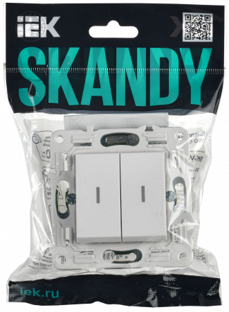 SKANDY Выключатель 2-клавишный проходной с индикацией 10А SK-V10W арктический белый IEK SK-V22-1-10-K01