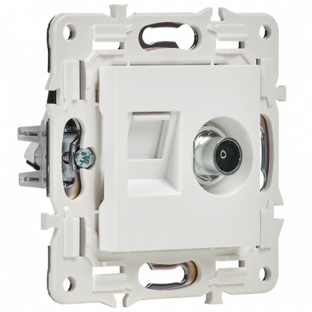 SKANDY Розетка двойная TV+RJ45 кат.6E SK-A15W арктический белый IEK SK-AK20-2-K01