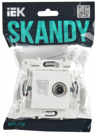 SKANDY Розетка двойная TV+RJ45 кат.6E SK-A15W арктический белый IEK SK-AK20-2-K01