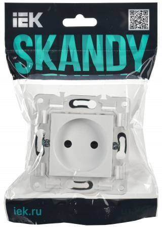 SKANDY Розетка без заземления с защитными шторками 10А SK-R01W арктический белый IEK SK-R13-10-K01