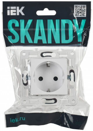 SKANDY Розетка с заземлением с защитными шторками 16А безвинтовое крепление SK-R06W арктический белый IEK SK-R14-16-1-K01