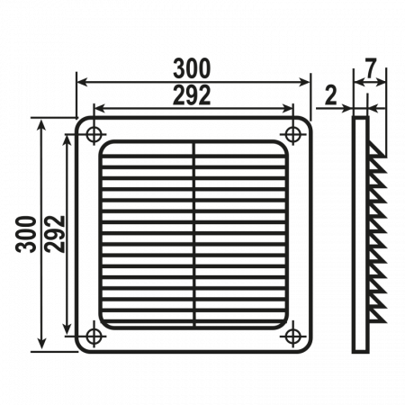 Решетка вентиляционная вытяжная с бортом  3030 ZERNBERG 10233371 00-023337  