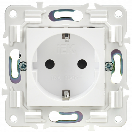 SKANDY Розетка с заземлением с защитными шторками 16А SK-R04W арктический белый IEK SK-R14-16-K01