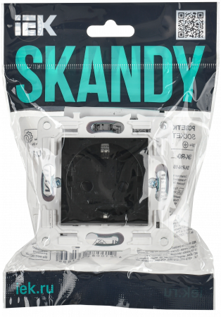 SKANDY Розетка с заземлением с защитными шторками 16А безвинтовое крепление SK-R06Bl черный IEK SK-R14-16-1-K02
