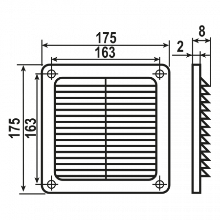 Решетка вентиляционная вытяжная с бортом  1717 ZERNBERG 10233381 00-023338  