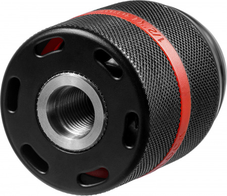 Патрон ударный цельнометаллический быстрозажимной ''ПРОФИ'' 13 мм, посадочная резьба 1/2'', с фиксатором зажима сверла Д 2.0-13мм ЗУБР 29072-13-1/2_z02