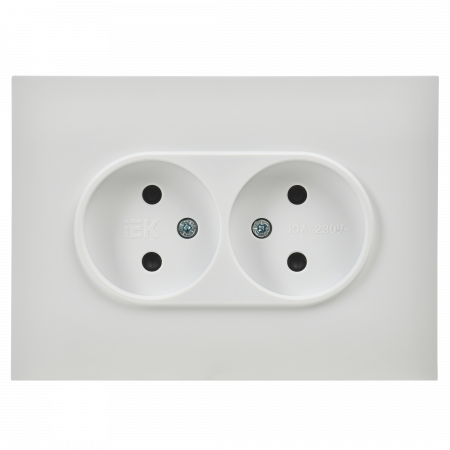 SKANDY Розетка 2-местная без заземления с защитными шторками 10А в сборе SK-R09W арктический белый IEK SK-R23-10-K01-F