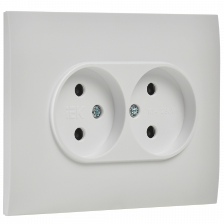 SKANDY Розетка 2-местная без заземления с защитными шторками 10А в сборе SK-R09W арктический белый IEK SK-R23-10-K01-F