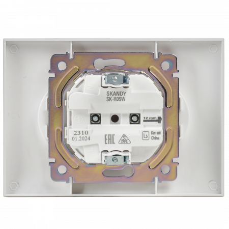 SKANDY Розетка 2-местная без заземления с защитными шторками 10А в сборе SK-R09W арктический белый IEK SK-R23-10-K01-F