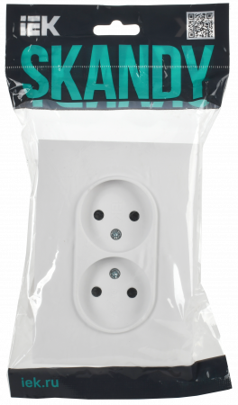 SKANDY Розетка 2-местная без заземления с защитными шторками 10А в сборе SK-R09W арктический белый IEK SK-R23-10-K01-F