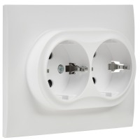 SKANDY Розетка 2-местная с заземлением с защитными шторками 16А в сборе SK-R07W арктический белый IEK SK-R24-16-K01-F