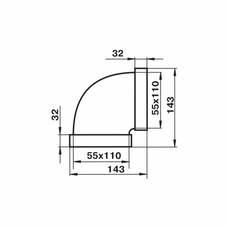 10191501 Колено горизонтальное 90° 55 х 110 в индивидуальной упаковке 5251 ZERNBERG  00-019150  