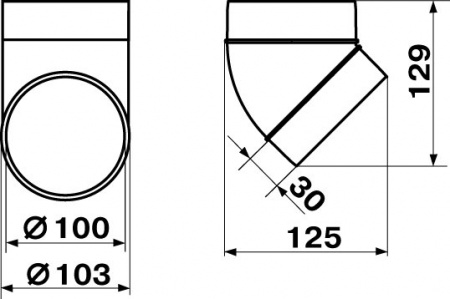 10190761 Колено круглое D100 на 45° в индивидуальной упаковке 121-45 ZERNBERG  00-019076  