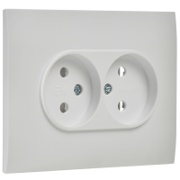 SKANDY Розетка 2-местная без заземления без защитных шторок 10А в сборе SK-R10W арктический белый IEK SK-R20-10-K01-F