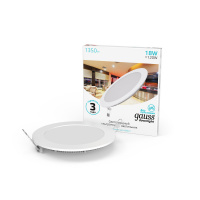 Светильник светодиодный ДВО 18 Вт 4000К 1350 лм 220-240В IP20 D225х22мм монт d210мм Алюминий тонкий Slim Gauss GAUSS 939111218