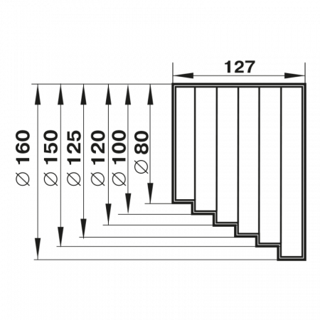 10203251 Редуктор асимметричный D160/150/125/120/100/80 в индивидуальной упаковке 3108 ZERNBERG  00-020325  