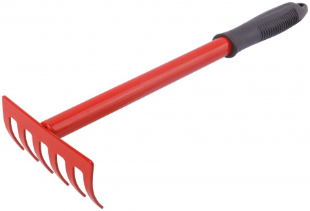 Грабли мини с ручкой цельнометаллическая, 6 зубьев РОС 76850