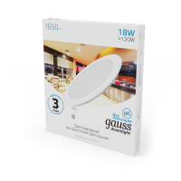 Светильник светодиодный ДВО 18 Вт 6500К 1560 лм 220-240В IP20 D225х22мм монт d210мм Алюминий тонкий Slim Gauss GAUSS 939111318