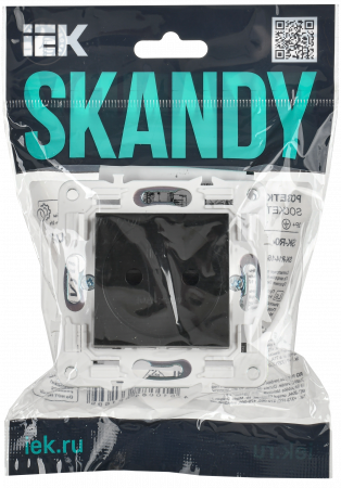 SKANDY Розетка без заземления с защитными шторками 10А SK-R01Bl черный IEK SK-R13-10-K02