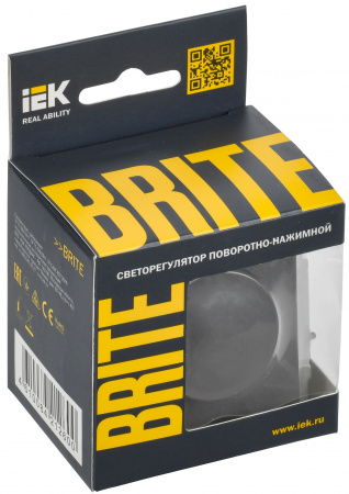 BR-D20-0600-K53 BRITE Светорегулятор поворотно-нажимной 600Вт СС10-1-0-БрГ графит IEK 