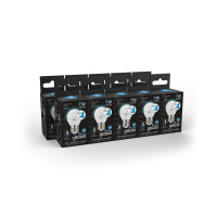 Лампа светодиодная LED 7 Вт 550 лм 4100К AC150-265В E27 шар P45 нейтральный шаговое диммирование выключателем Black GAUSS 105102207-S