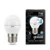 Лампа светодиодная LED 7 Вт 550 лм 4100К AC150-265В E27 шар P45 нейтральный шаговое диммирование выключателем Black GAUSS 105102207-S