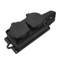 Колодка '''' 2-х местная однофазная с заглушками ''КОМПАКТ'' с/з каучук 16А 250В IP44 еврослот UNIVersal 1788