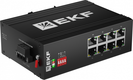 Коммутатор промышленный неуправляемый U-8GTP, 8 портов 10/100/1000Base-T(X) RJ45 c PoE, монтаж на динрейку TSX EKF TSX-U-8GTP