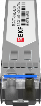 Модуль, оптический трансивер SFP 1.25 Гбит одинарное одномодовое оптоволокно 1550нм дальность 20км TSX EKF TSX-SFP-GS1D-15-20