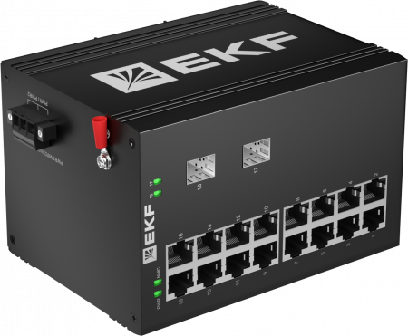 Коммутатор промышленный неуправляемый U-2GX/SFP-16GT, 2 порта 1000Base-X SFP, 16 портов 10/100/1000Base-T(X) RJ45, монтаж на динрейку TSX EKF TSX-U-2GX/SFP-16GT