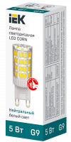 Лампа светодиодная CORN капсула 5Вт 230В 4000К керамика G9 IEK LLE-CORN-5-230-40-G9