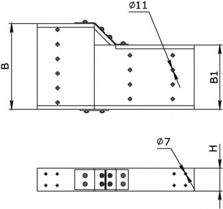 Ответвитель DPT Т-образный горизонтальный 80х80 в комплекте с крепежными элементами и соединительными пластинами DKC 36141K