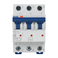 Выключатель автоматический трехполюсный 10А C 6кА AC OptiDin BM63-3C10-УХЛ3 КЭАЗ 260789