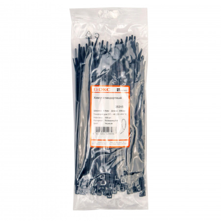 Хомут P6.6 стандартный, черный 4.8х200 DKC 25315SR